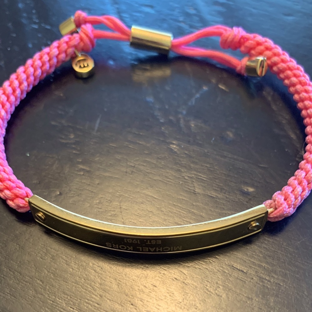 MK Pink Macramé Cord Bracelet